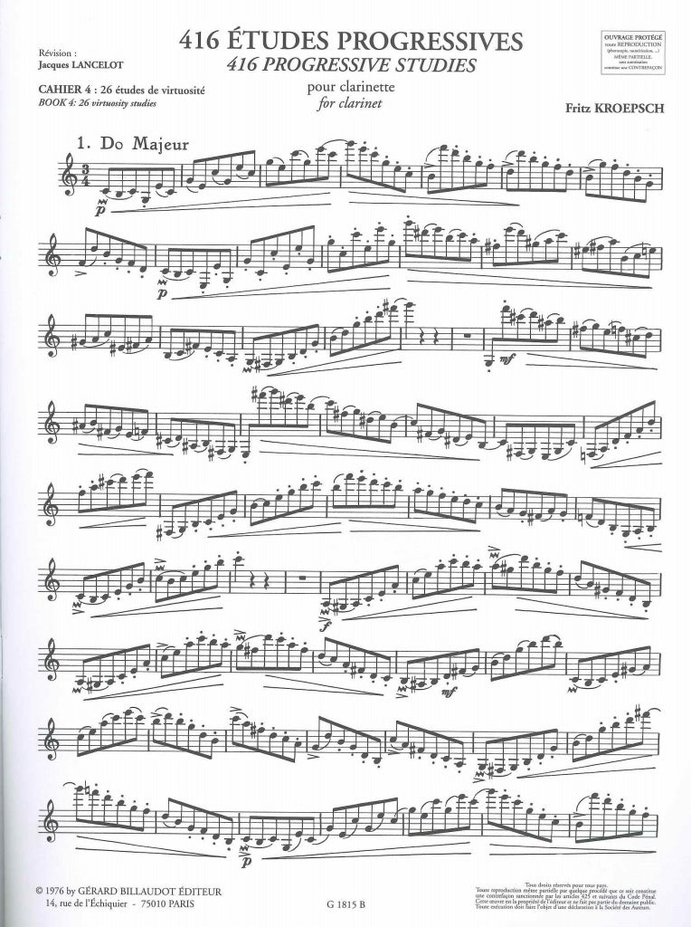 Kroepsch, 416 Etudes progressives, 4 (Billaudot)