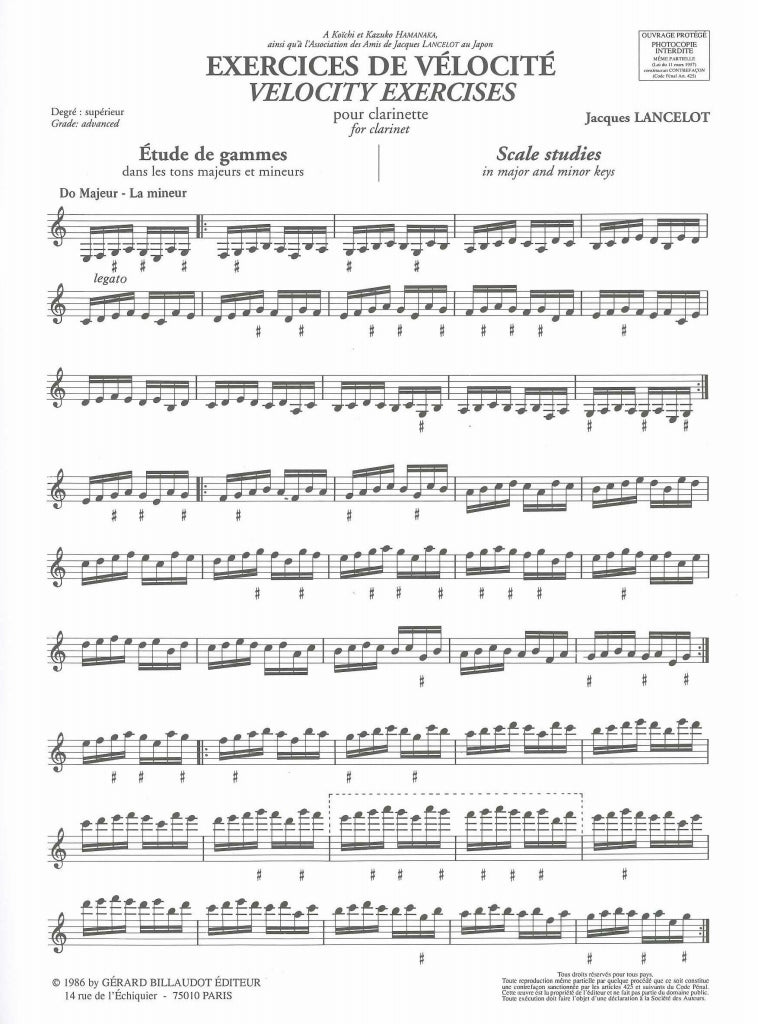 Lancelot, Exercices de velocite (Billaudot)