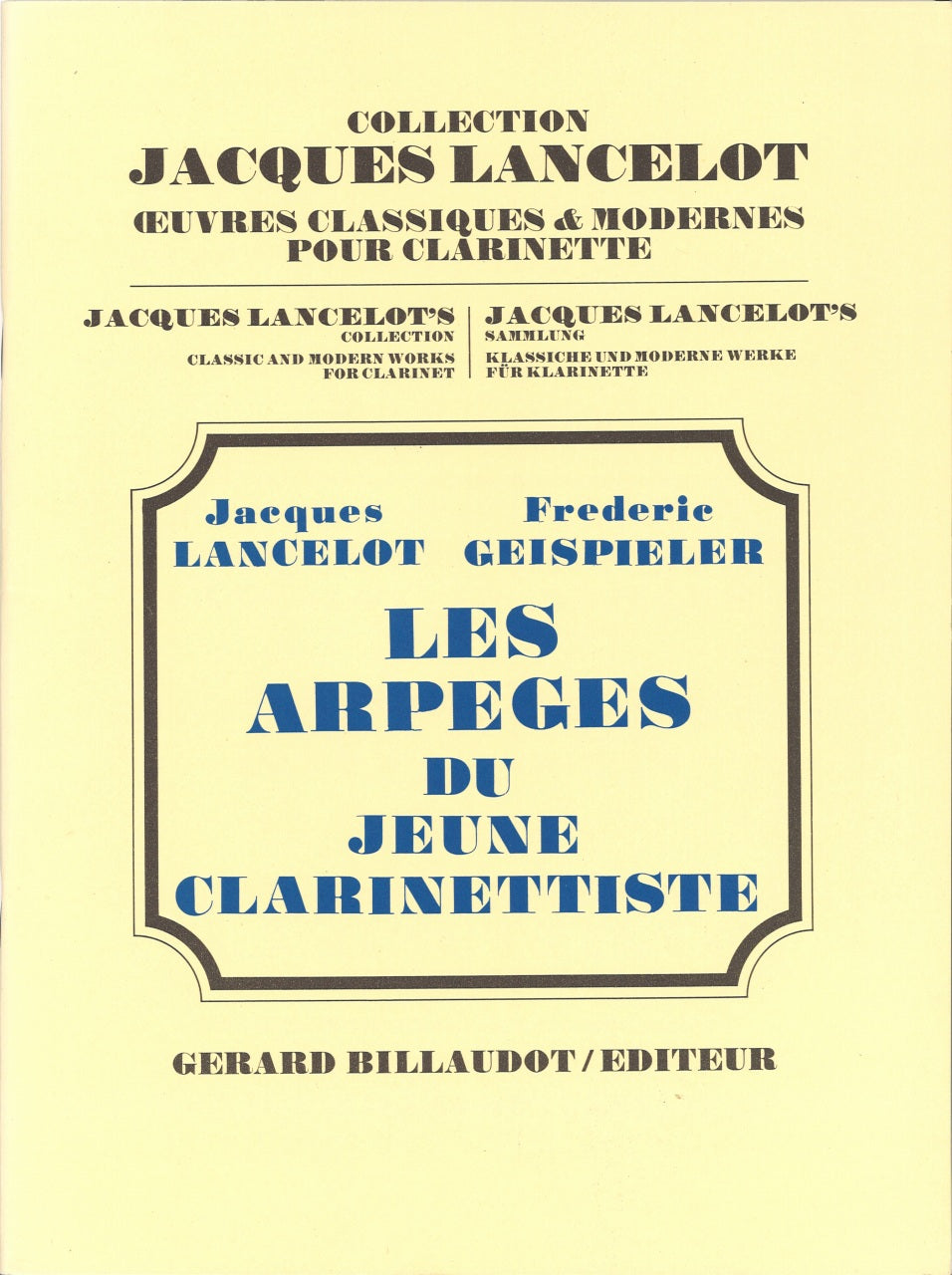 Lancelot, Arpeges du jeune clarinettiste (Billaudot)