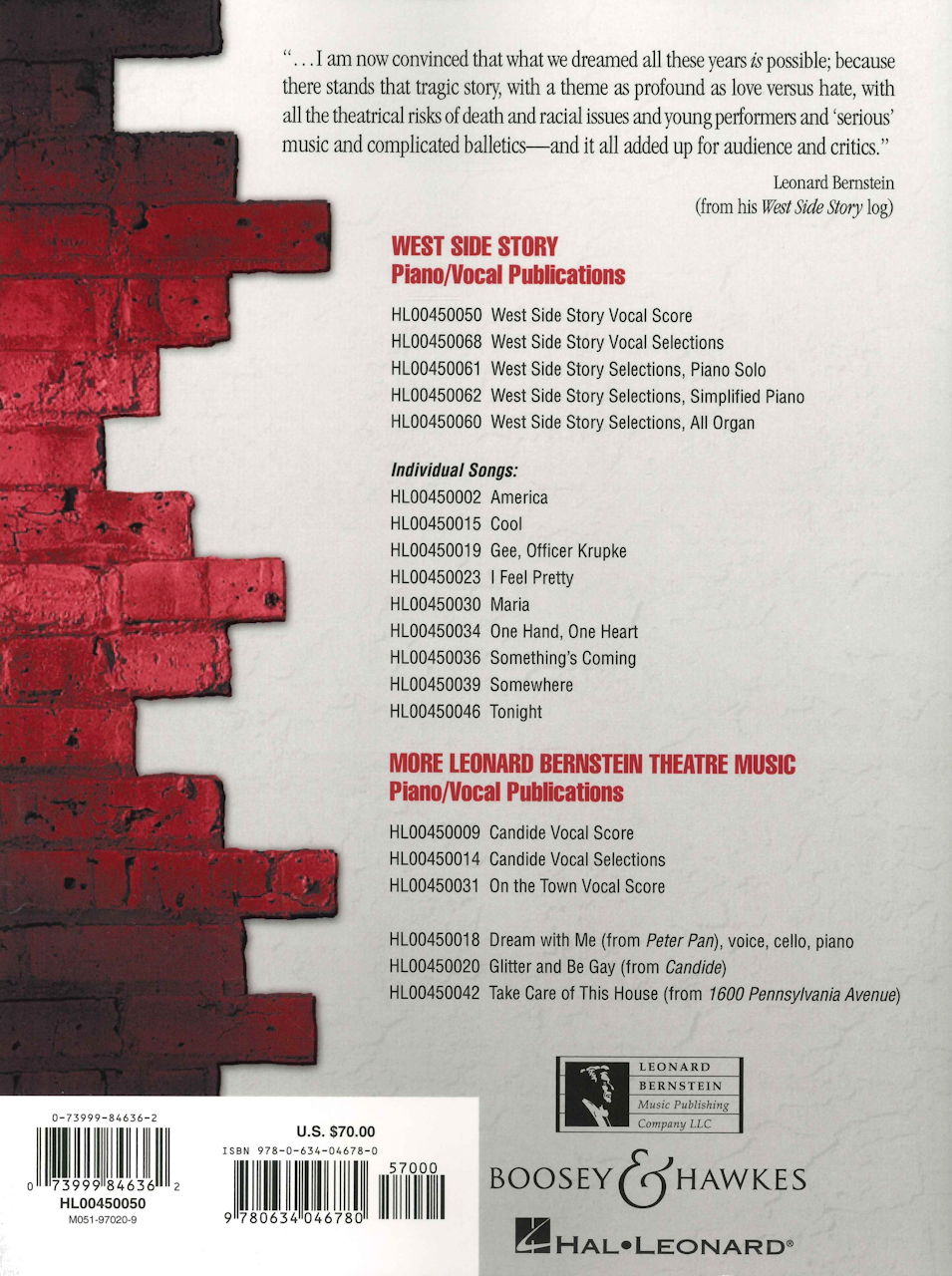 Bernstein, West Side Story: Vocal Score (Boosey)