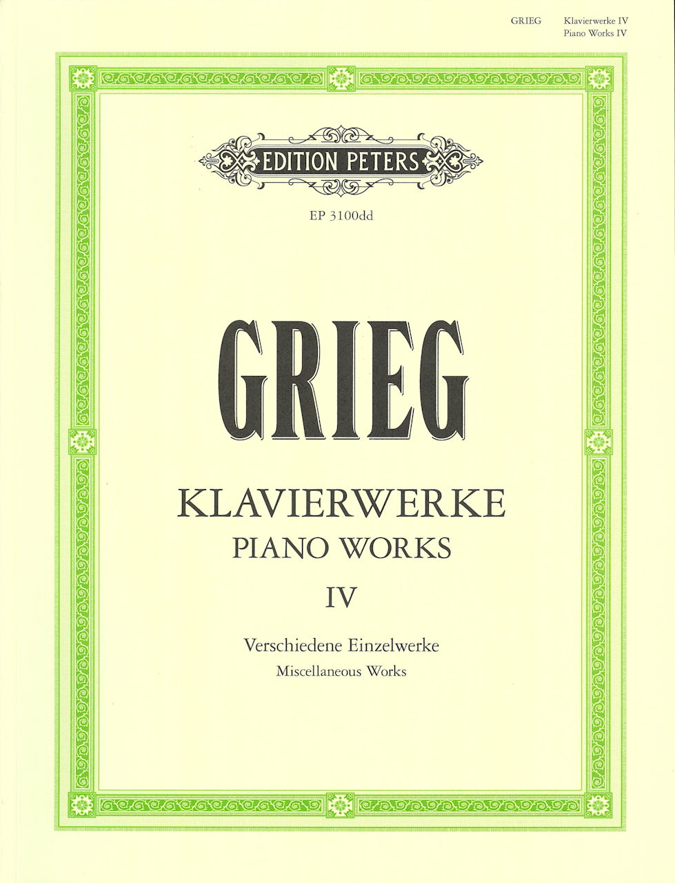 Grieg, Klavierwerke 4: op. 7, 72, etc. (Peters)