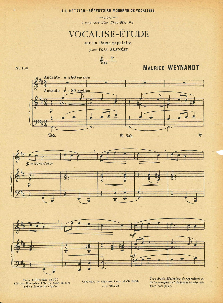 Weynandt, Vocalise-Etude (High,Pf) (Leduc)