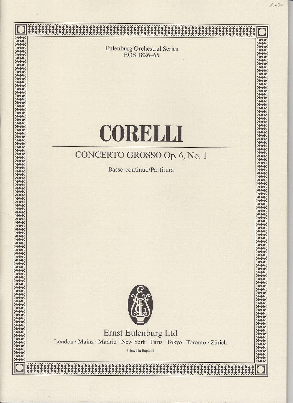 Corelli, Concerto op. 6/1 (Score/Bc) (Eulenburg/Breitkopf)