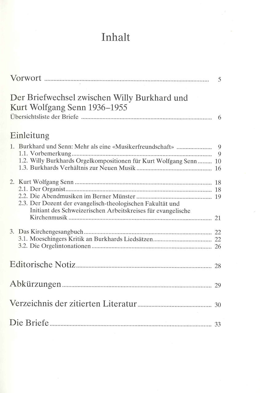 Briefwechsel Willy Burkhard & K.W.Senn (Hug)