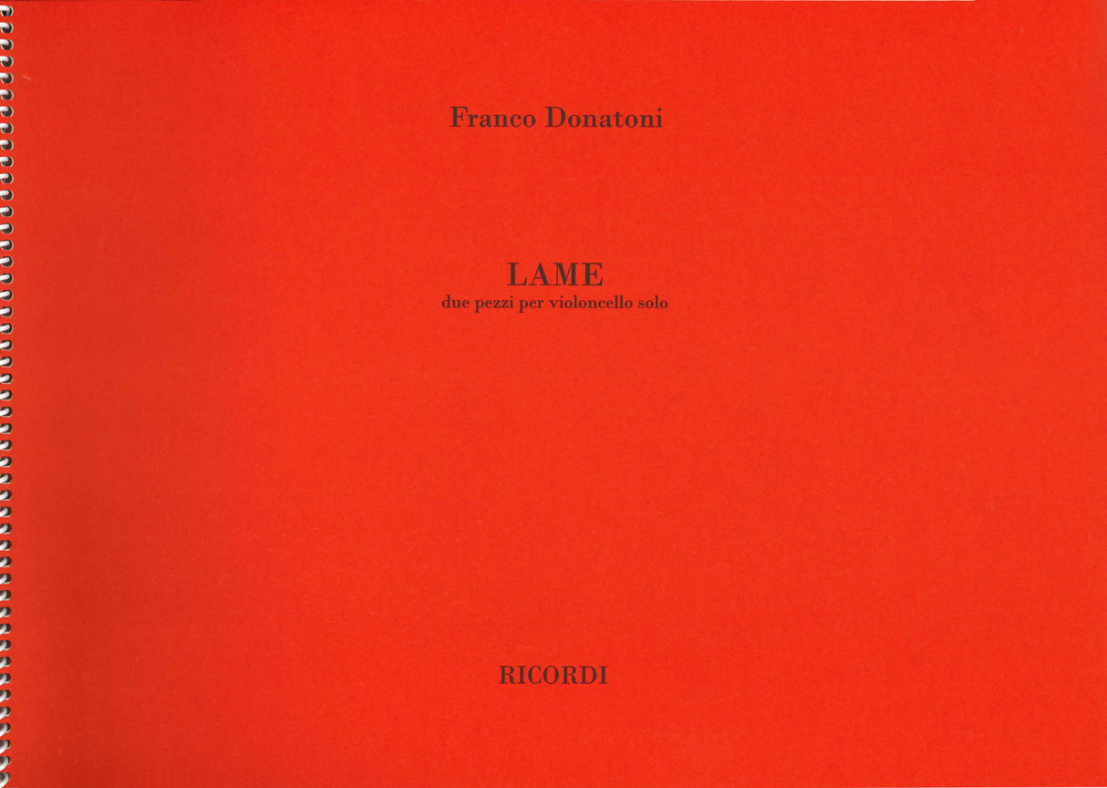 Donatoni, Lame: 2 Pezzi (Vc Solo) (Ricordi)