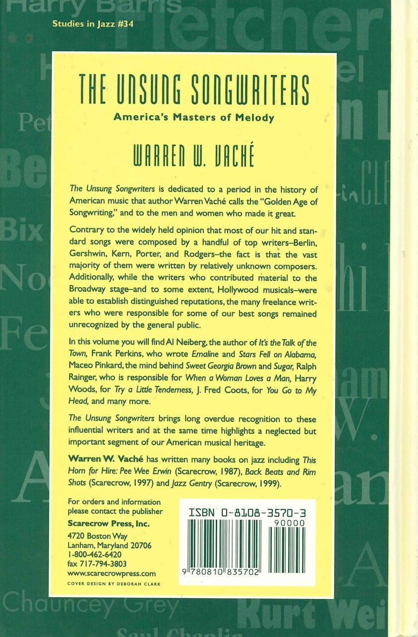 Vache, Unsung Songwriters (Scarecrow Press)