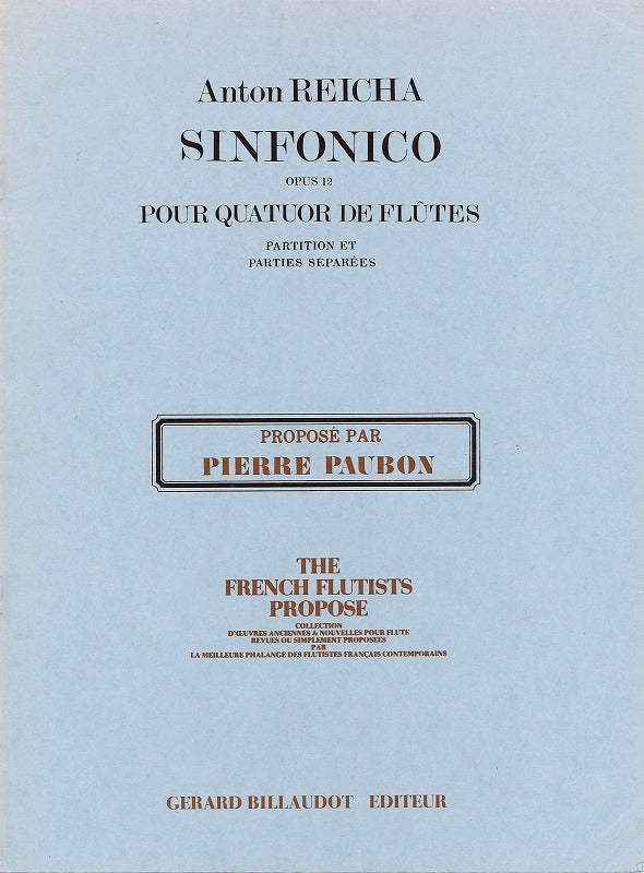 Reicha, Quatuor sinfonico op.12 (4Fl) (Billaudot)