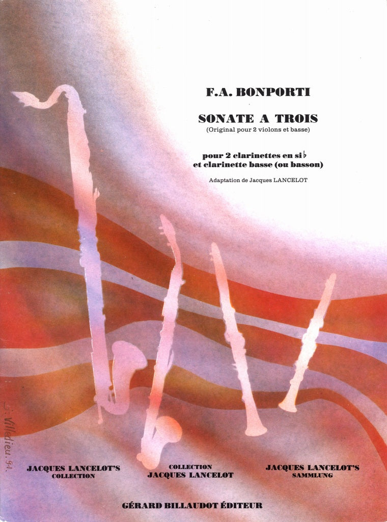 Bonporti, Sonate a trois (2BbCl,BsCl/Bn) (Billaudot)