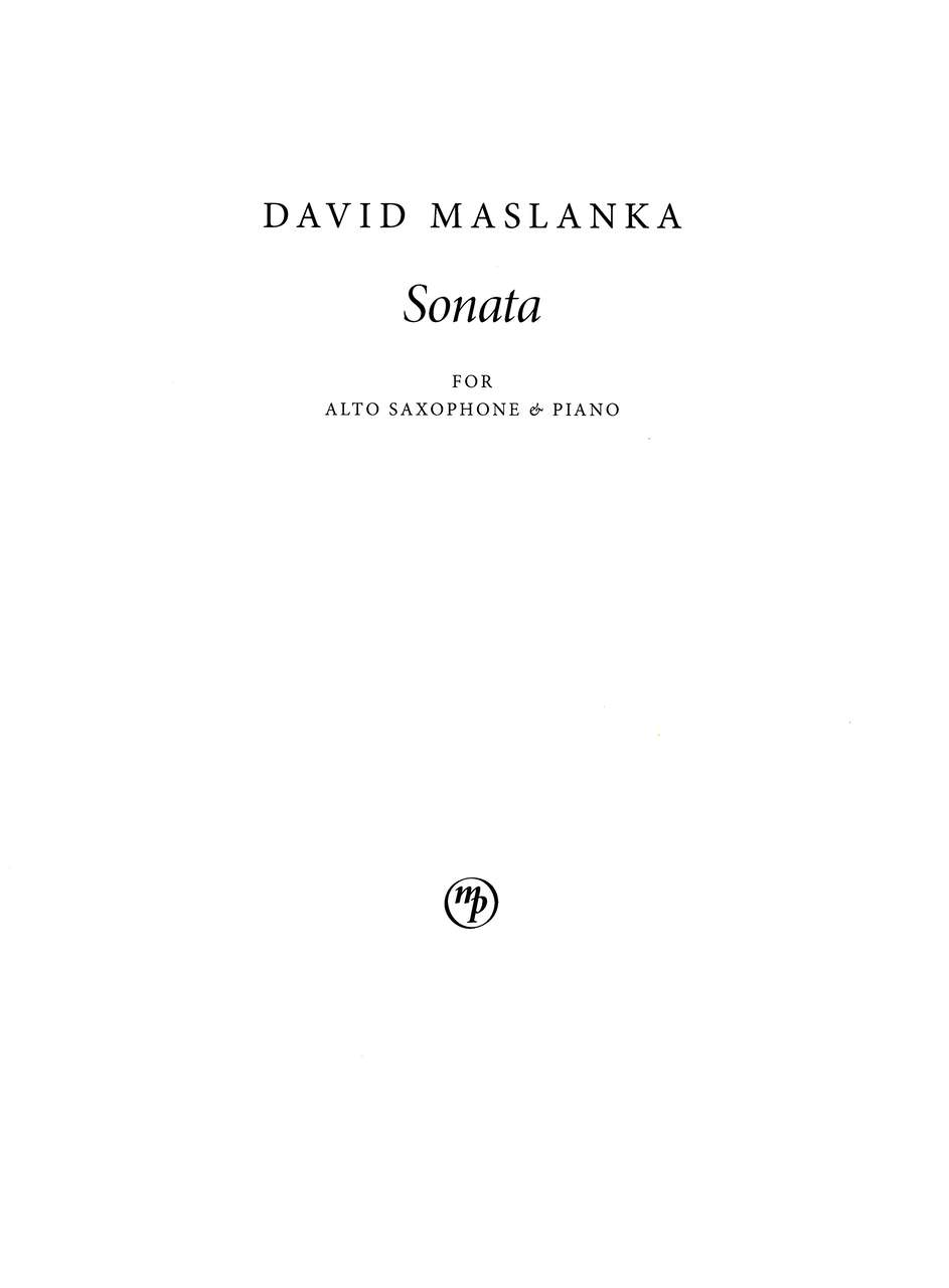 Maslanka, Sonata for Alto Sax & Piano (Maslanka Press)