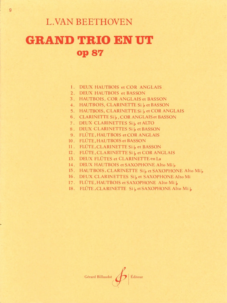 Beethoven, Trio op. 87 en Ut (2Ob,EHr) (Billaudot)