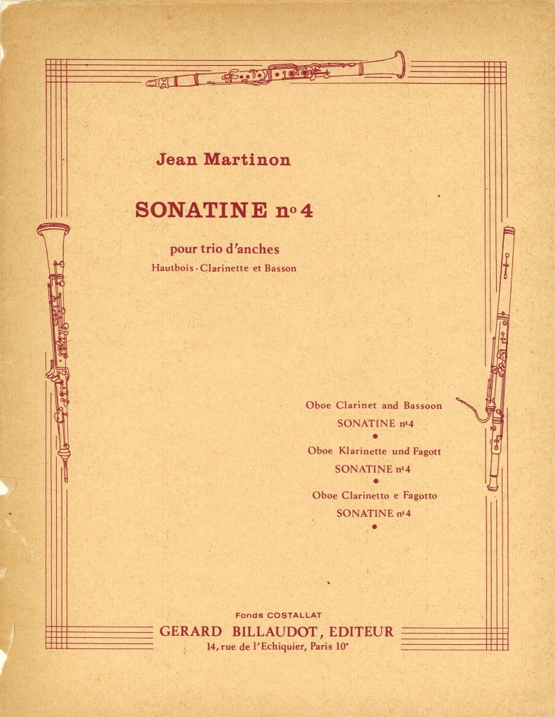 Martinon, Sonatine No. 4 (Ob,Cl,Bn) (Billaudot)
