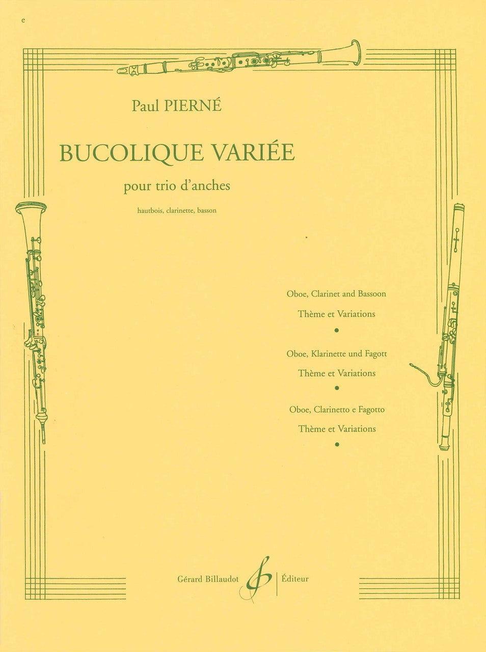 Pierne,P., Bucolique variee (Ob,Cl,Bn) (Billaudot)