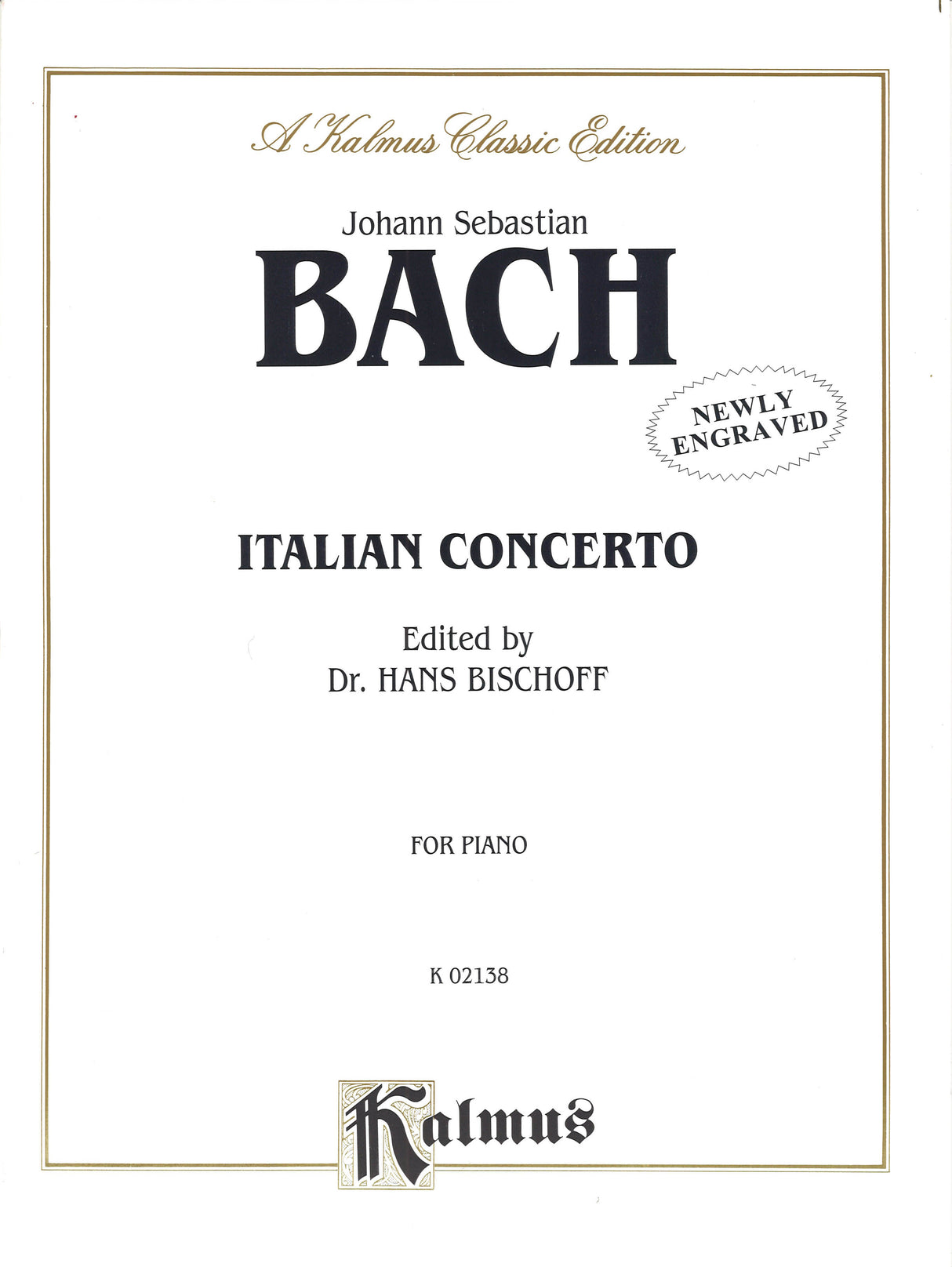 Bach, Italian Concerto (Bischoff) (Kalmus/Alfred)