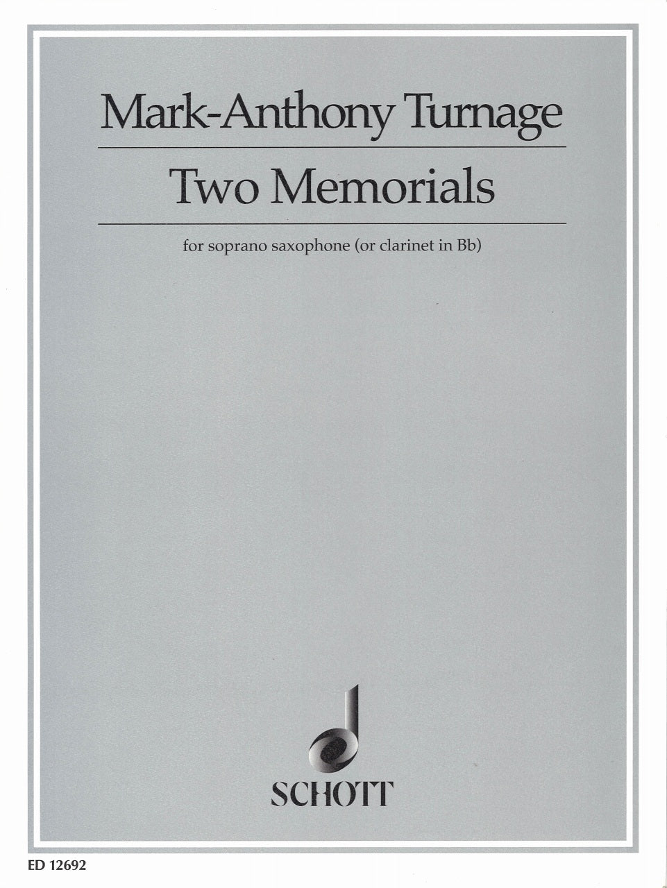 Turnage, 2 Memorials (SSax/Cl Solo) (Schott)