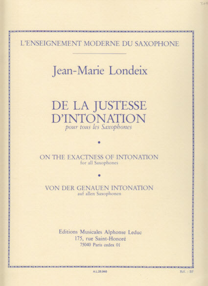 Londeix, De la justesse d'intonation (Leduc)