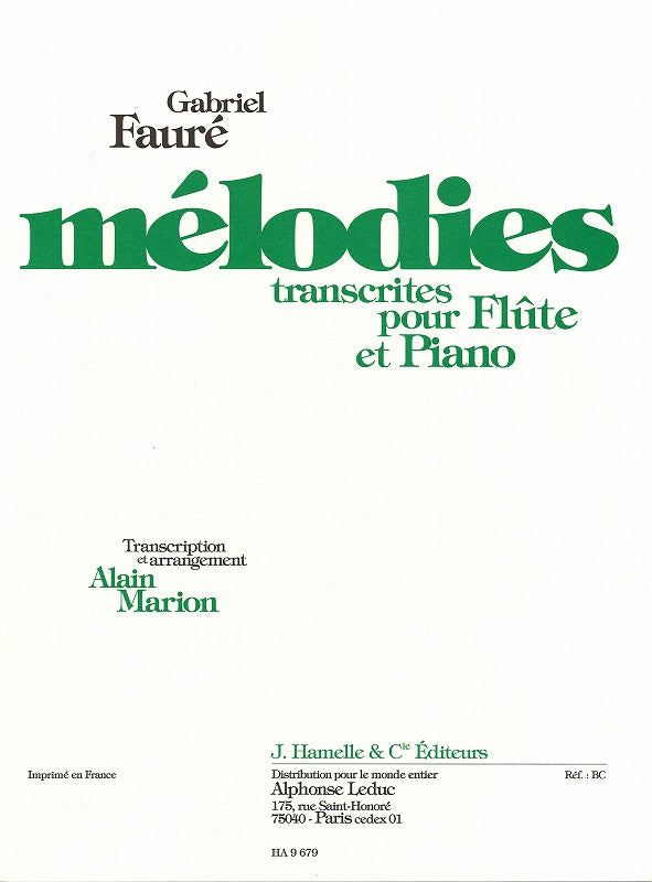 Faure, Melodies (Fl,Pf) (Marion) (Hamelle)
