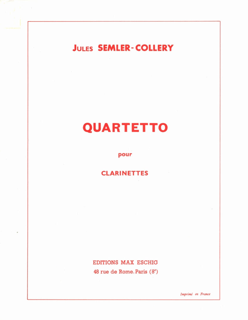 Semler-Collery, Quartetto pour clar. (Eschig)