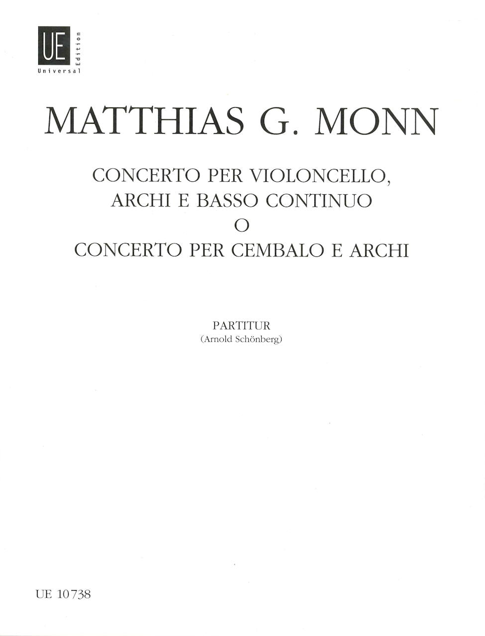 Monn, Concerto for Vc/Cemb g (Schonberg) (Universal)