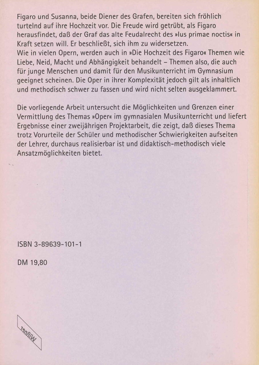 Leinweber, Mozarts 'Figaro' in Oberstuf. (Wissner)