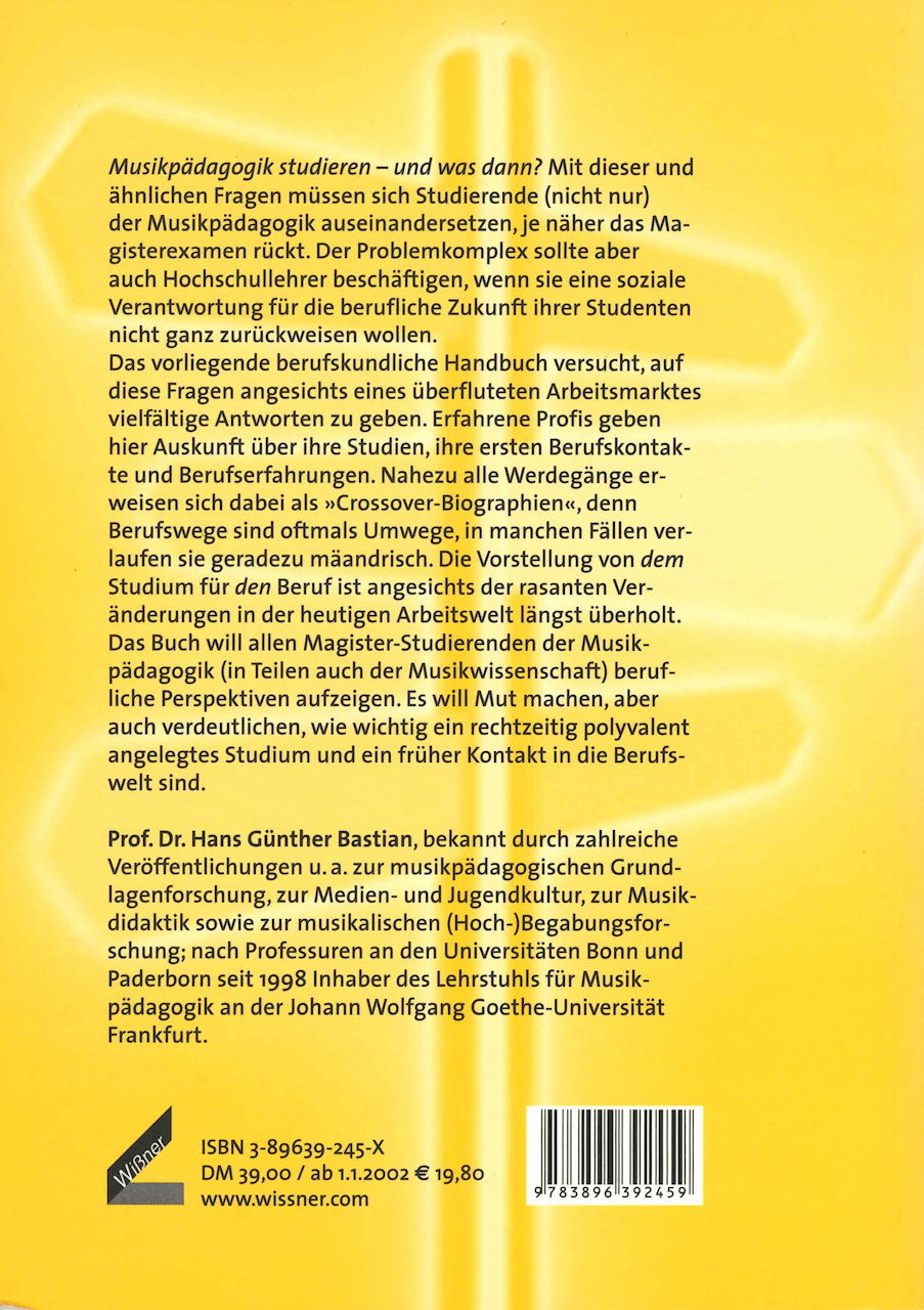 Bastian, Musikpadagogik Studieren (Wissner)