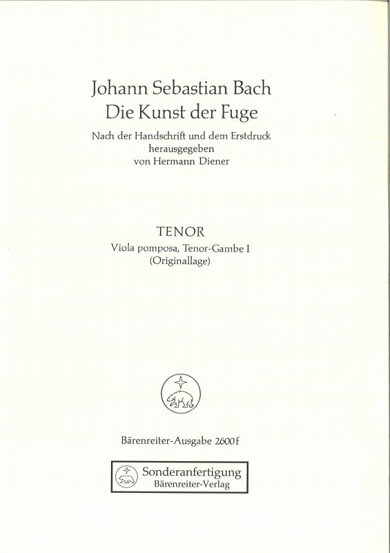 Bach, Kunst der Fuge: Va pomposa/TGamb 1 (Barenreiter)