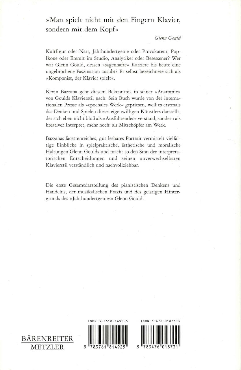 Bazzana, Glenn Gould oder die Kunst der (Barenreiter/Metzler)