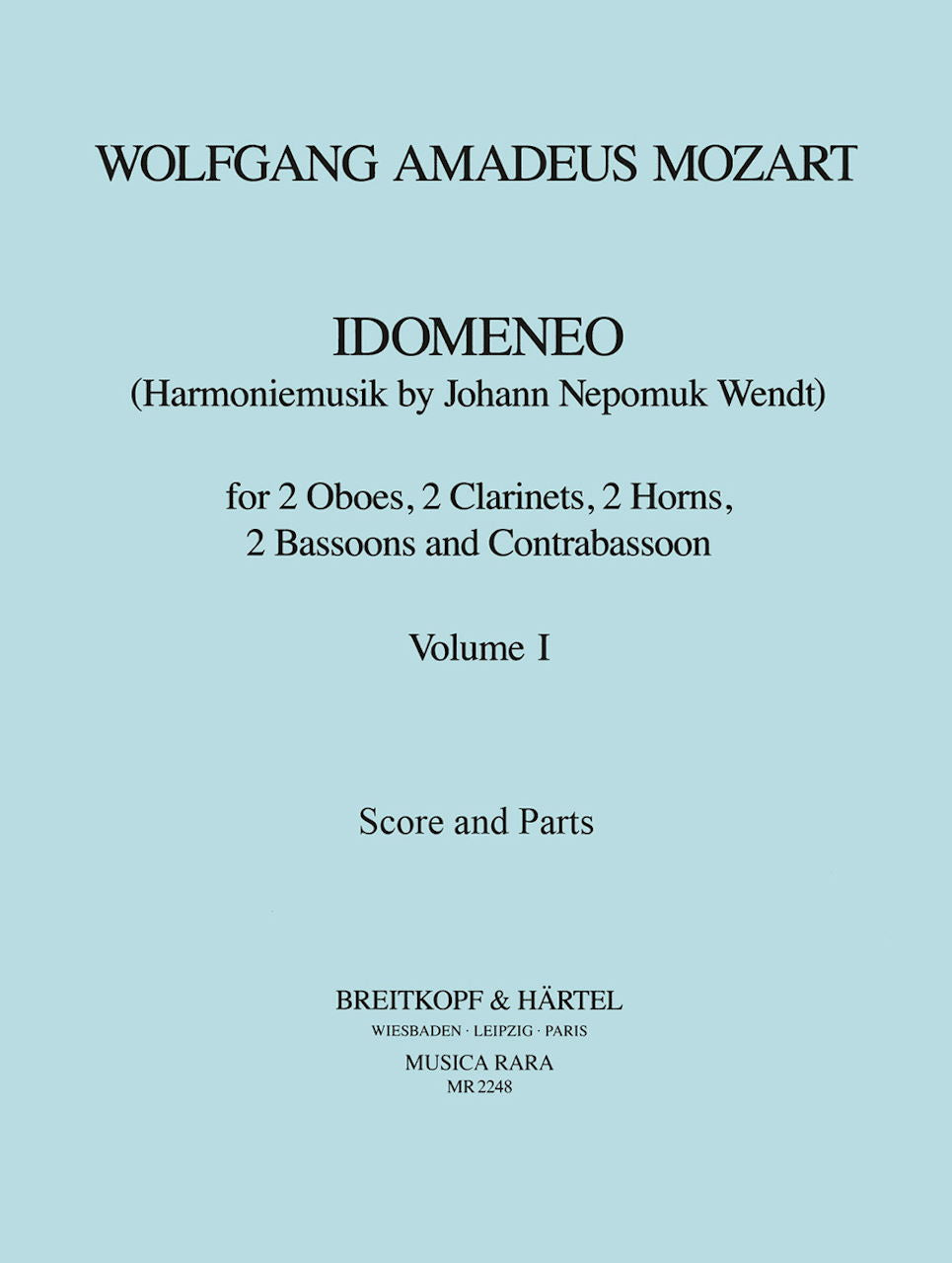 Mozart, Idomeneo 1 (2Ob,2Cl,2Hn,2Bn,DBn) (Musica Rara)