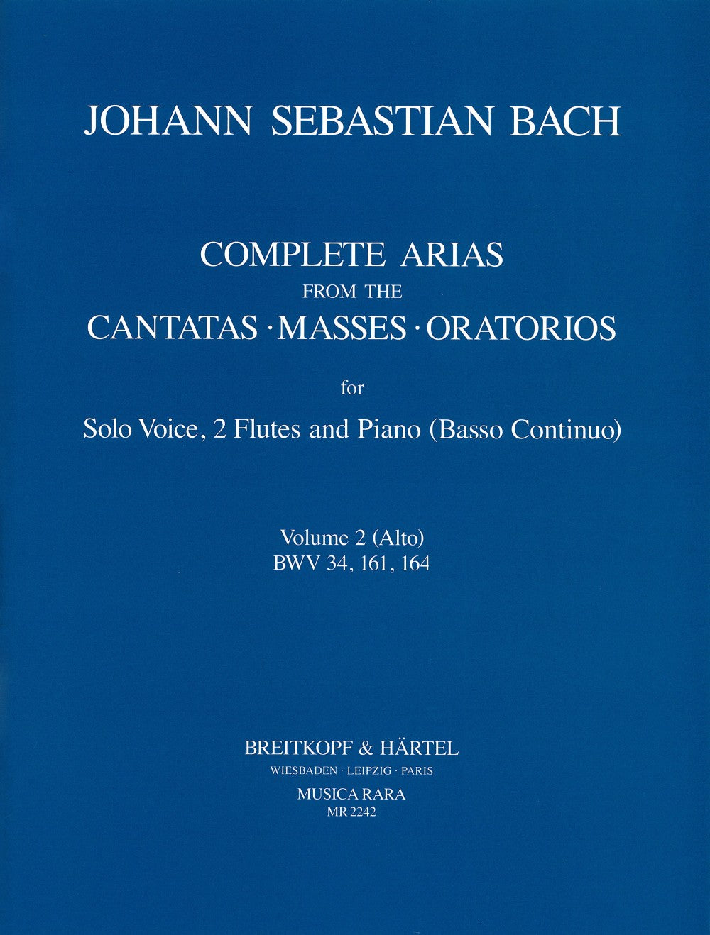 Bach, Complete Arias for Solo,2Fl,Bc 2 (Musica Rara)
