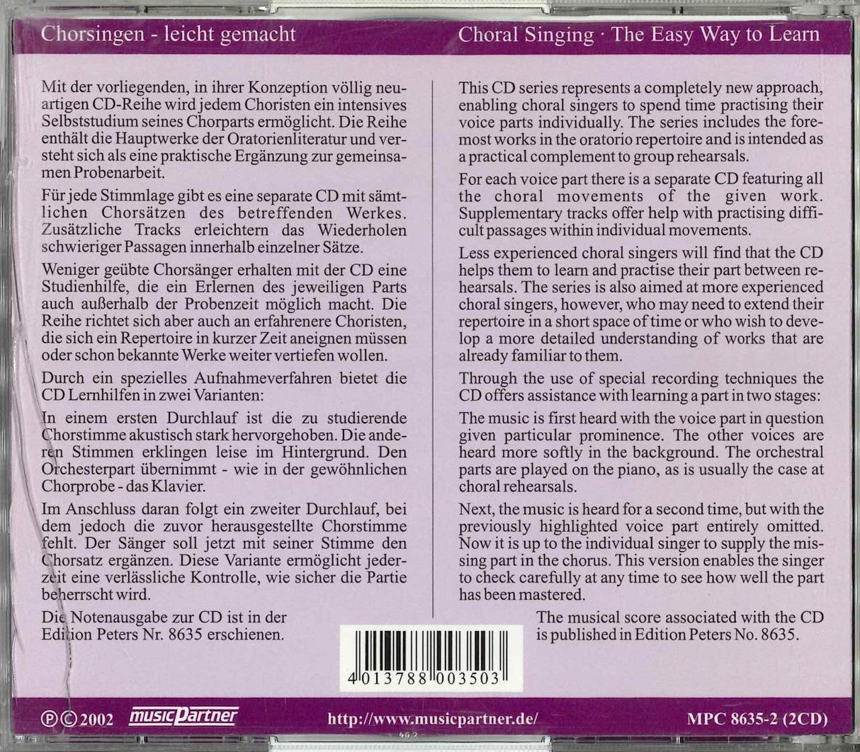 Bach, Johannes-Passion: Alto (2CD) (Peters)
