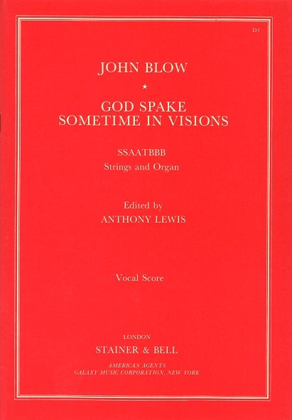 Blow, God spake sometime in visions (Stainer & Bell)