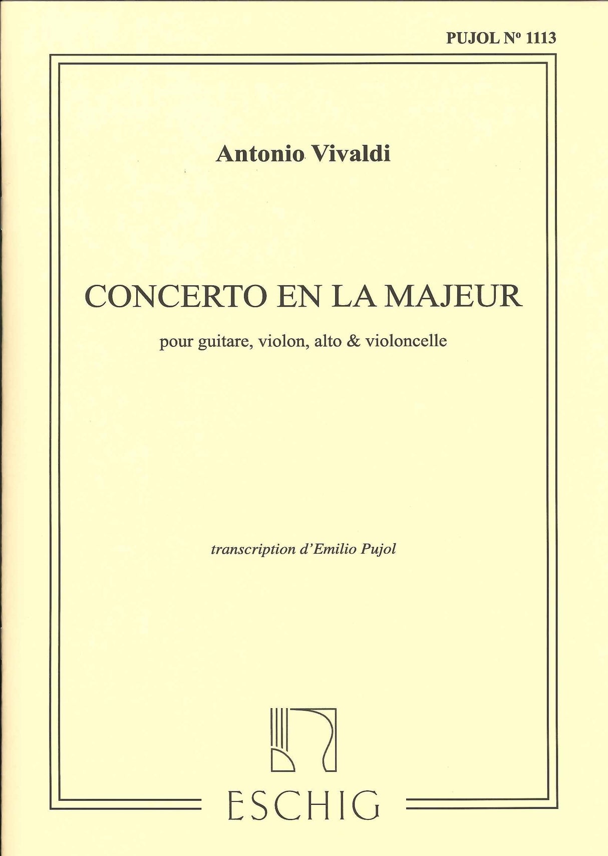 Vivaldi, Concerto en La (Guit,Vn,Va,Vc) (Eschig)