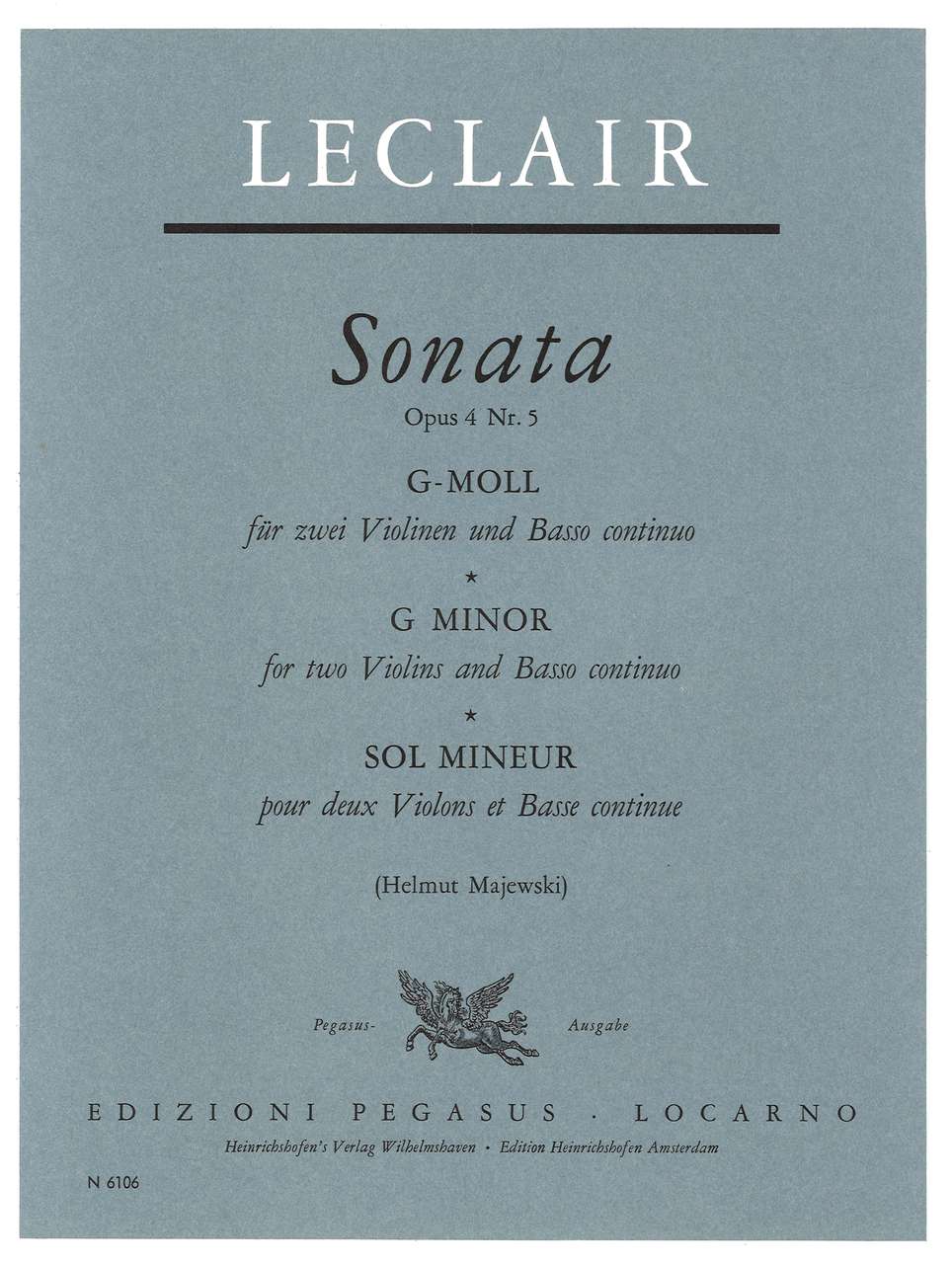 Leclair, Sonata op. 4/5 in g (2Vn,Bc) (Pegasus/Heinrichshofen)
