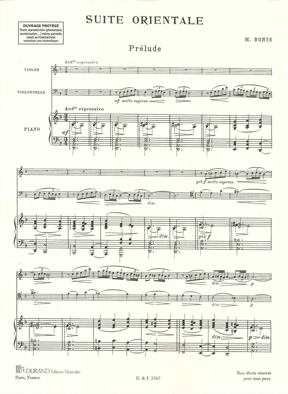 Bonis, Suite orientale (Vn,Vc,Pf) (Durand)