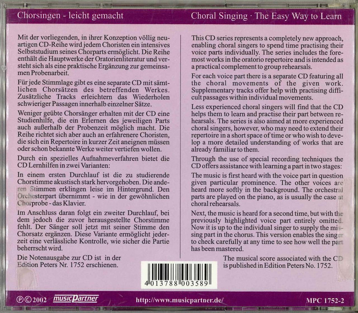 Mendelssohn, Walpurgisnacht (CD: Alt) (Peters)
