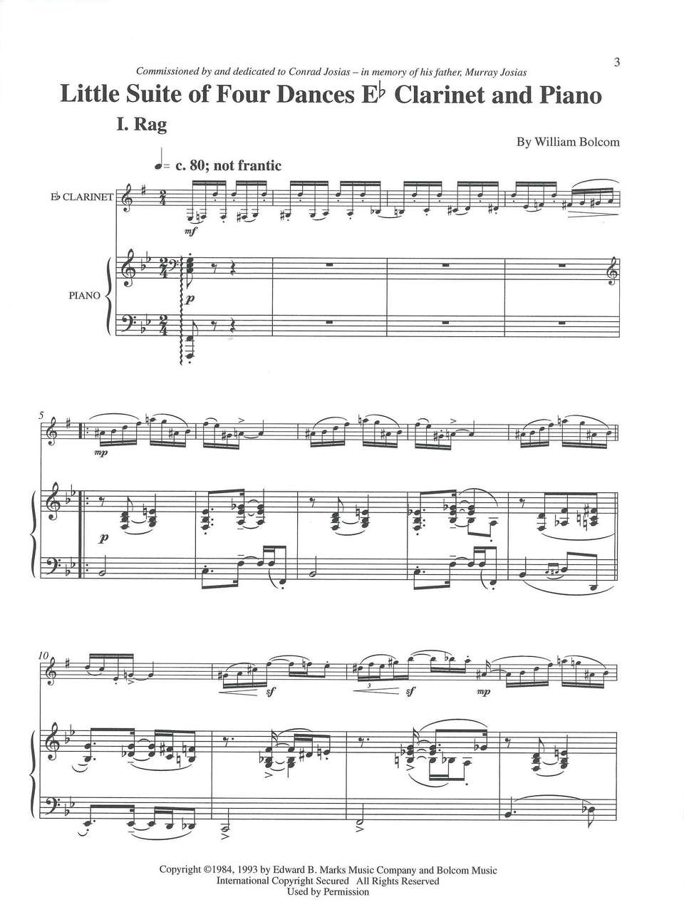 Bolcom, Little Suite of 4 Dances(EbCl,Pf (Marks)