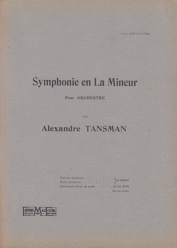 Tansman, Symphonie No. 2 en la mineur (Eschig)