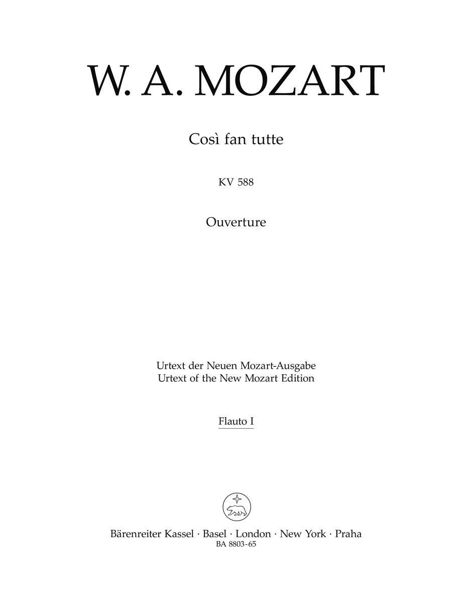 Mozart, Cosi fan tutte Ov Wind Set (Barenreiter)