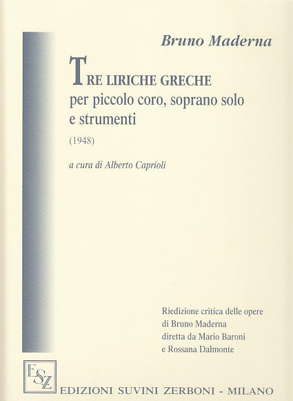 Maderna, 3 Liriche greche (Suvini Zerboni)