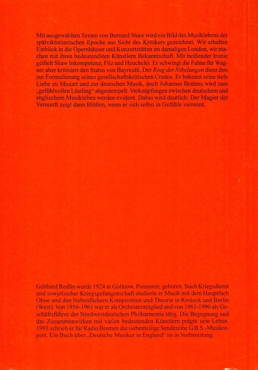 Redlin, Welt der Musik des B. Shaw (Peter Lang)