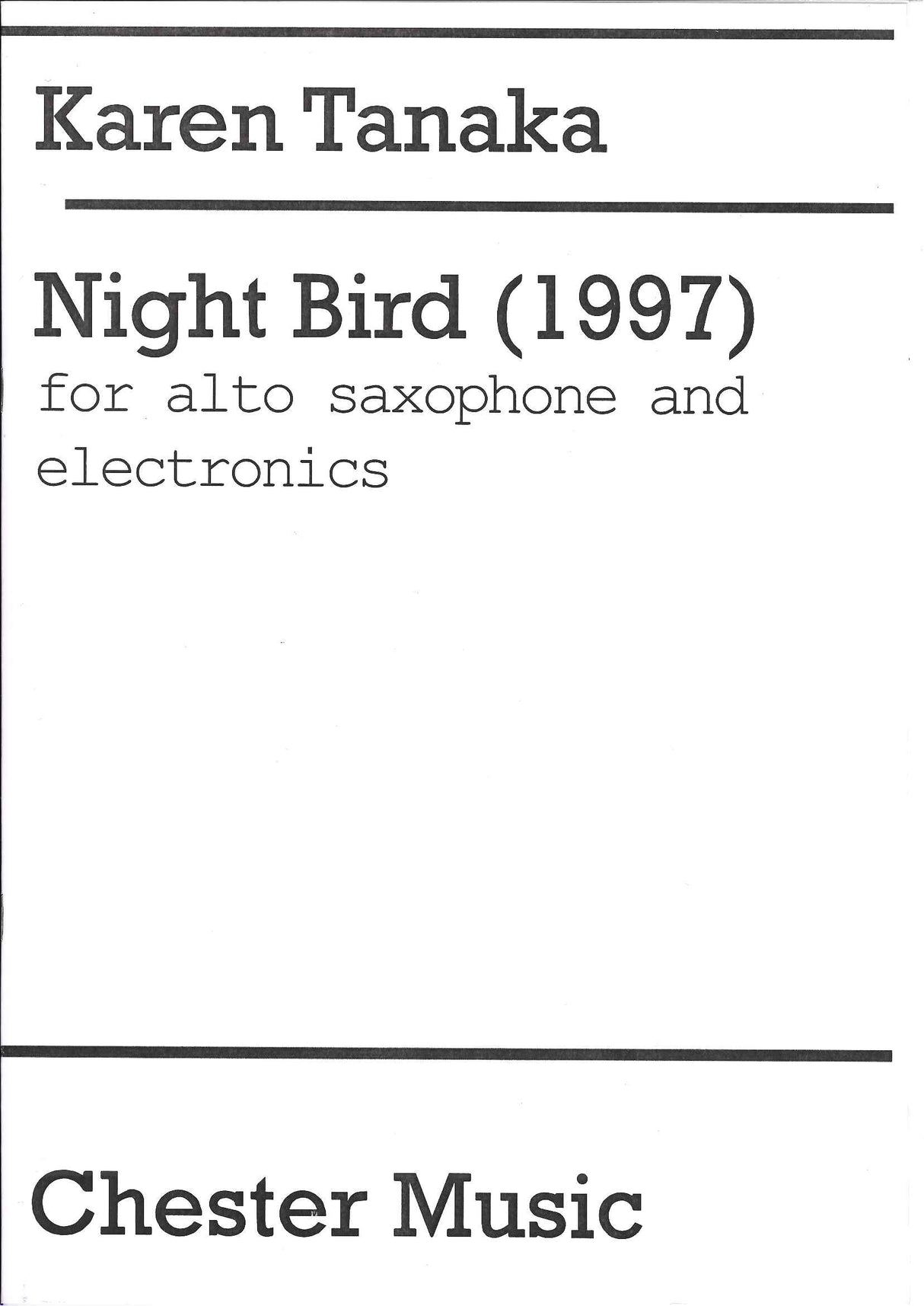 Tanaka, Night Bird. Saxophone part (Chester)