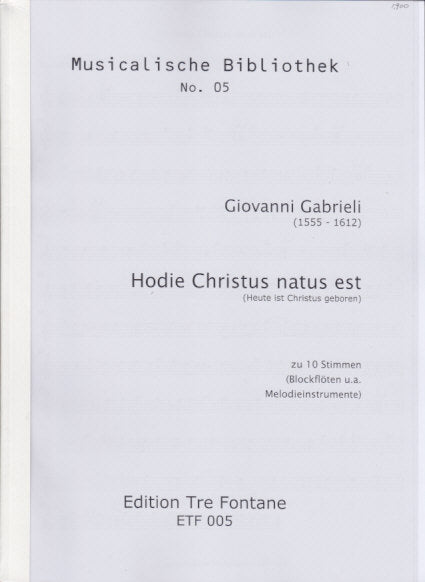 Gabrieli, Hodie Christus natus est (Tre Fontane)