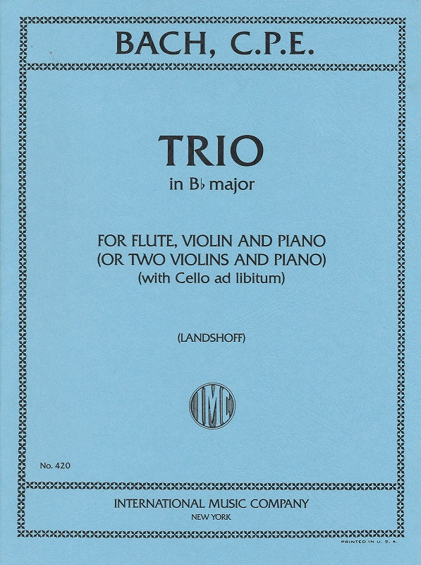 Bach,C.P.E., Trio in Bb (Fl,Vn,Pf) (IMC)