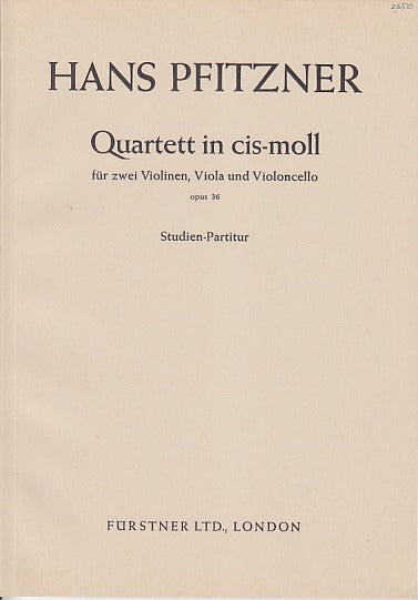 Pfitzner, String Quartet No. 2 in c# (Furstner/Boosey)