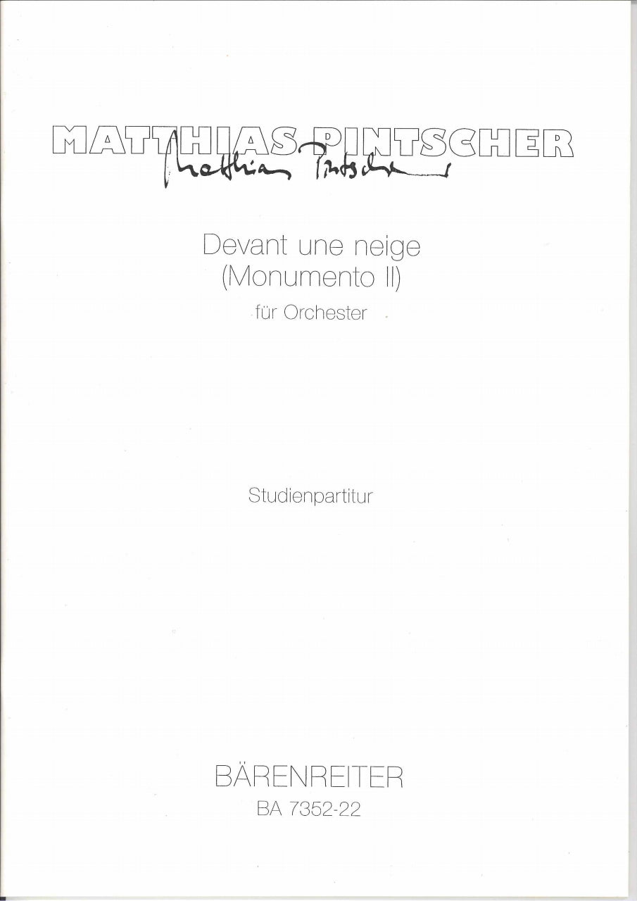 Pintscher, Devant une neige: Monumento 2 (Barenreiter)