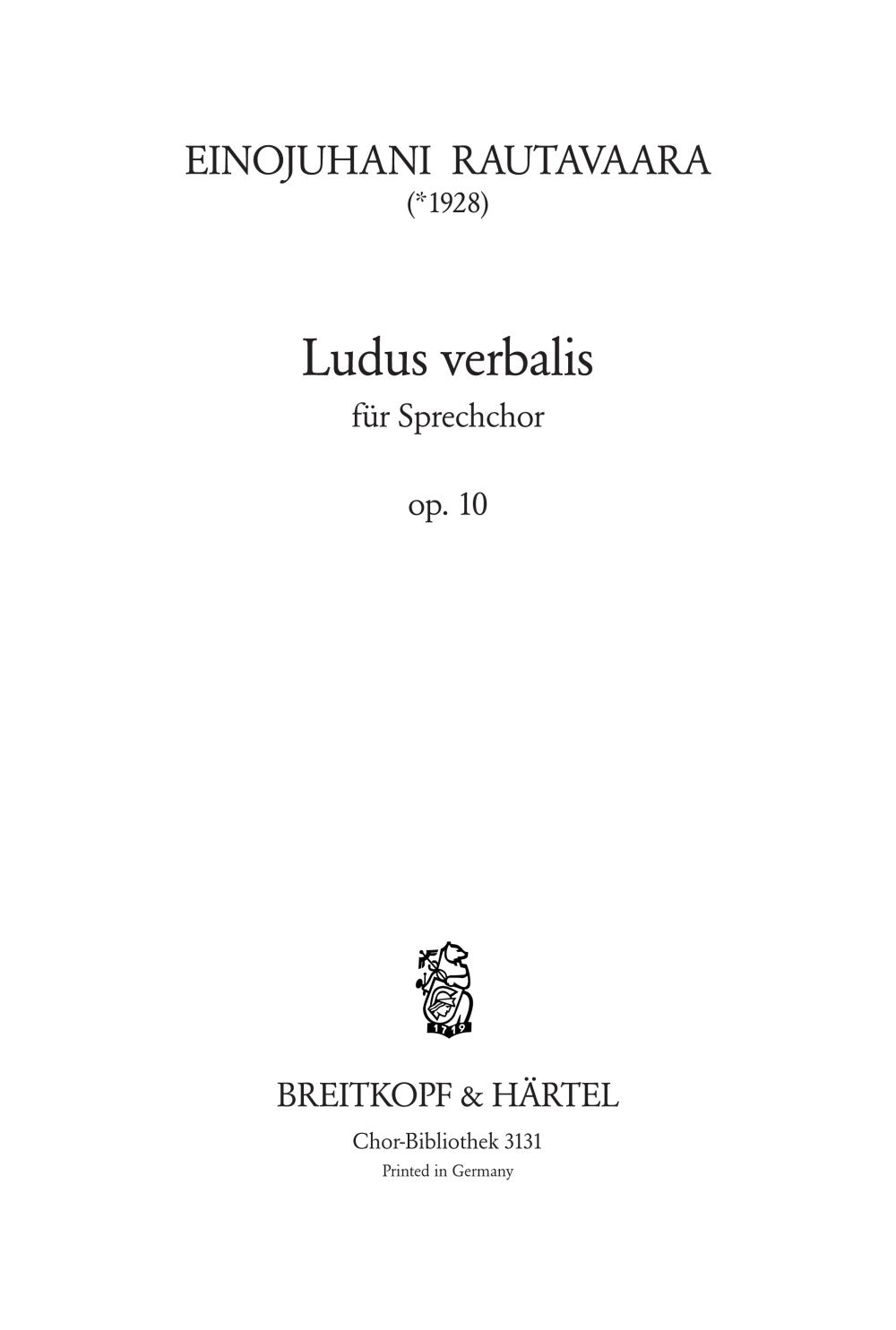 Rautavaara, Ludus verbalis op. 10 (Breitkopf)