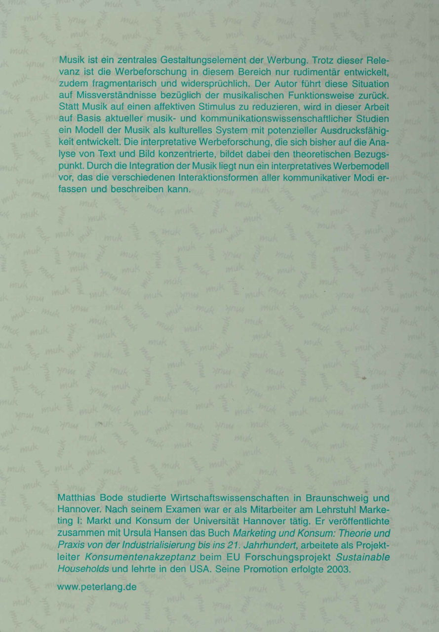 Bode, Musik in der Werbemittelforschung (Peter Lang)
