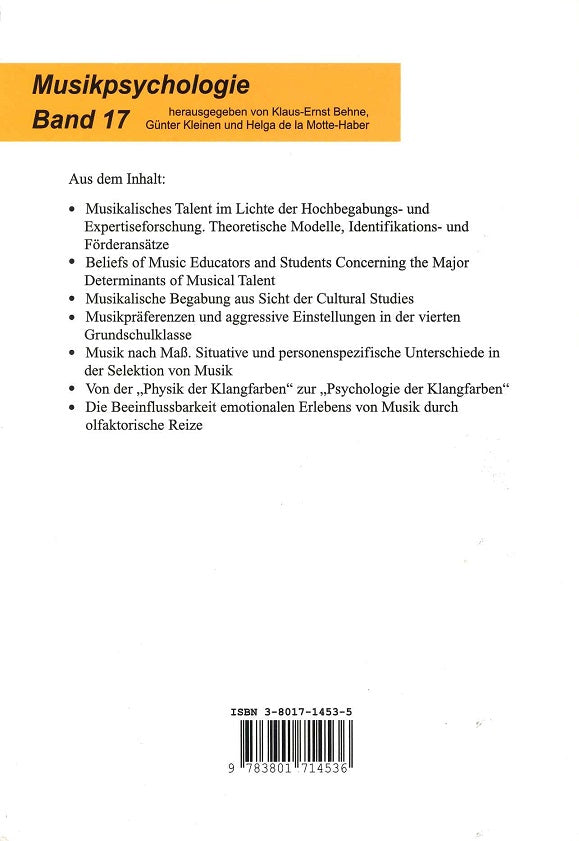 Musikpsychologie: Jahrbuch 17 (Hogrefe-Verlag)