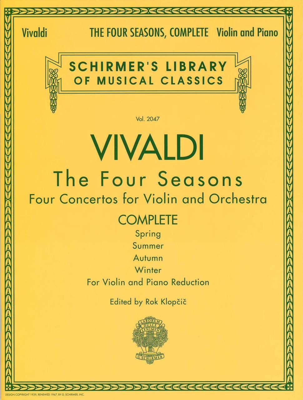 Vivaldi, Four Seasons, Complete (Klopcic (G.Schirmer)