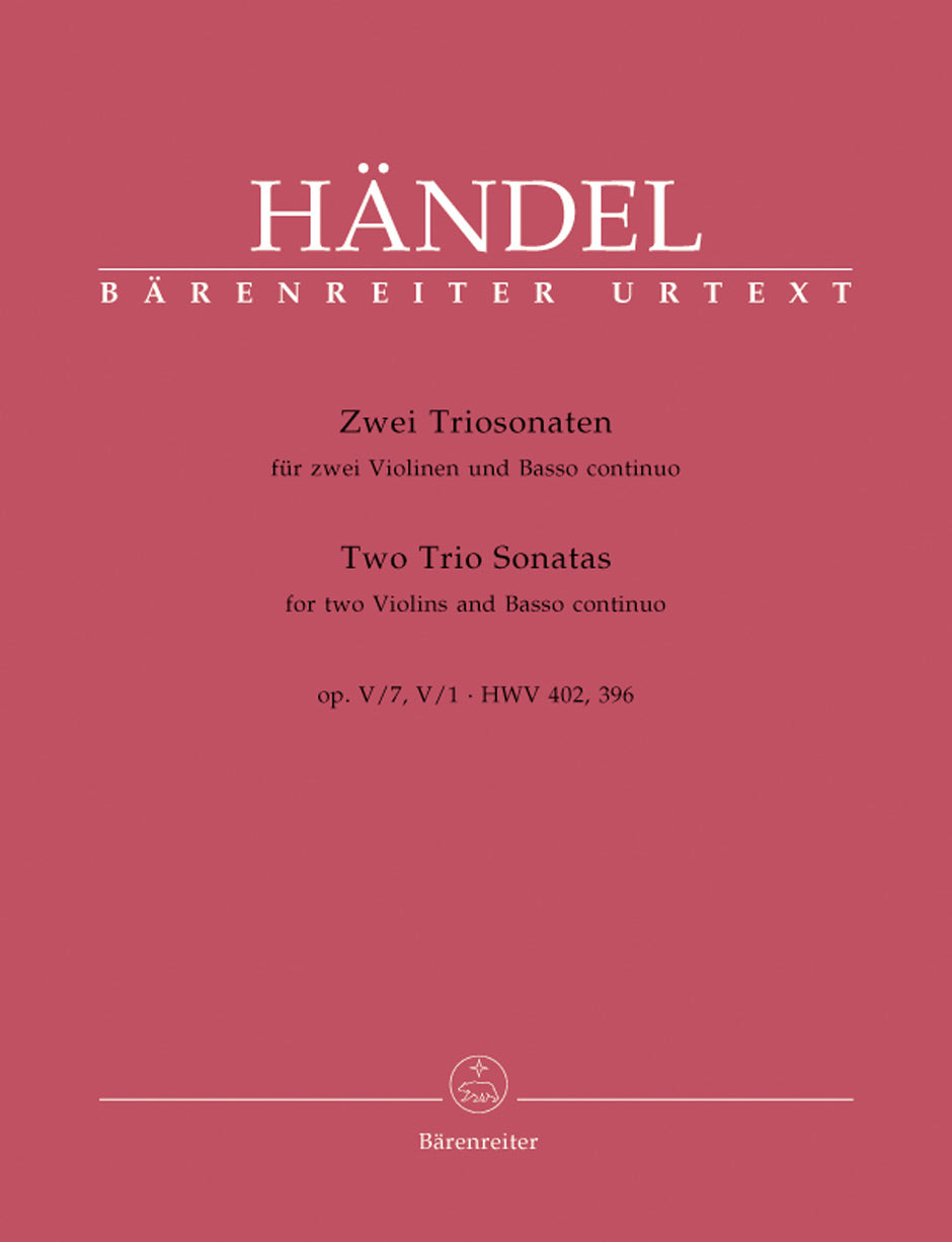 Handel, Sonatas op. 5/1, 7 (2Vn,Bc) (Barenreiter)