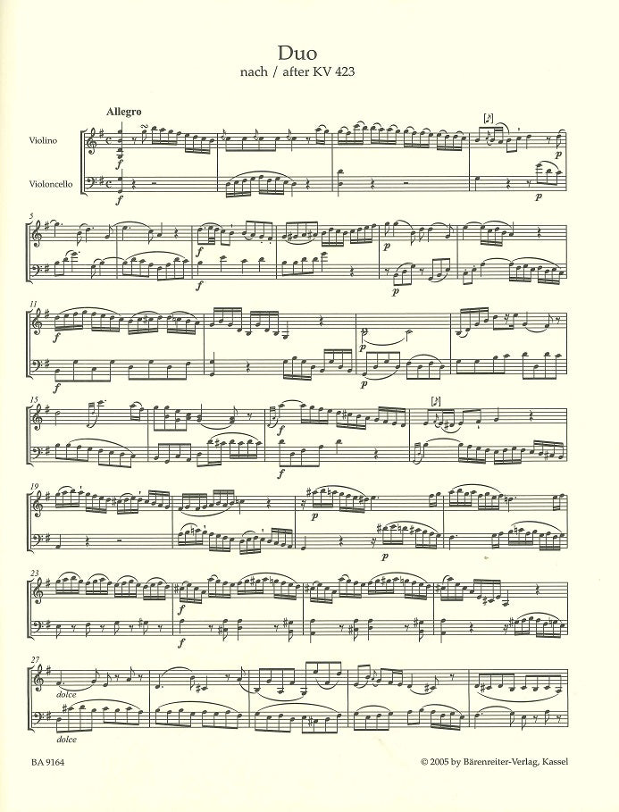 Mozart, Duos KV 423, 424 (Vn,Vc) (Barenreiter)